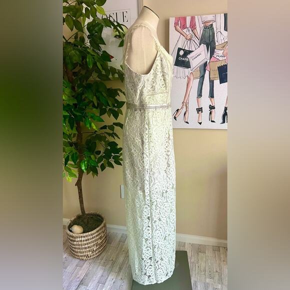 Free People Womens Boho Formal Lace Pale Mint Elegant Romantic Maxi Dress Sz 10 - Picture 9 of 12